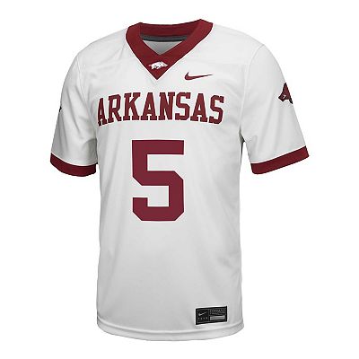 Men s Nike 5 White Arkansas Razorbacks Untouchable Football Jersey
