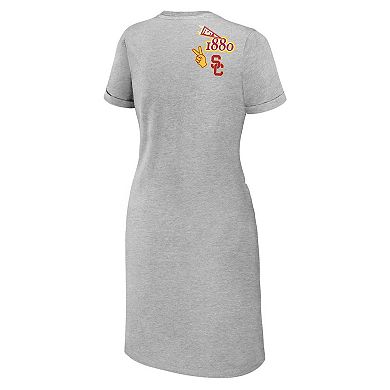 Women's WEAR by Erin Andrews Heather Gray USC Trojans Knotted T-Shirt Dress