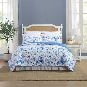 Laura Ashley Breezy Floral Blue Quilt Set