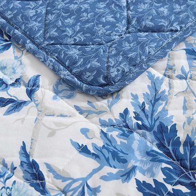 Laura Ashley Breezy Floral Blue Quilt Set