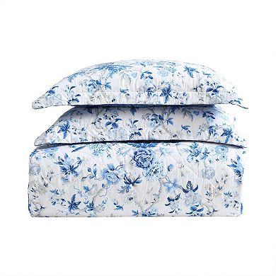 Laura Ashley Breezy Floral Blue Quilt Set