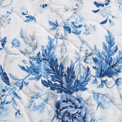 Laura Ashley Breezy Floral Blue Quilt Set