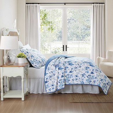 Laura Ashley Breezy Floral Blue Quilt Set