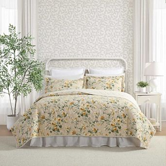 Laura Ashley Roses Gold Quilt Set