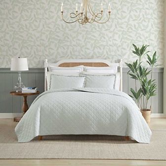 Laura Ashley Oxford Stripe Green Quilt Set