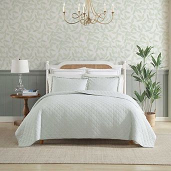 Laura Ashley Oxford Stripe Green Quilt Set