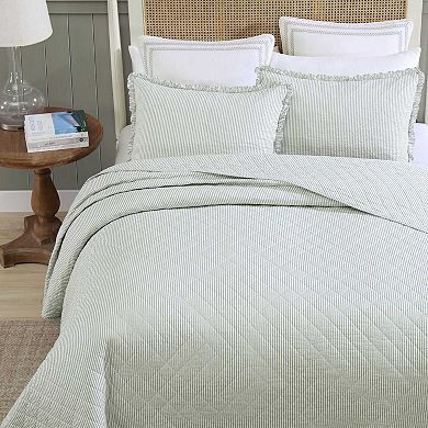 Laura Ashley Oxford Stripe Green Quilt Set