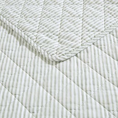 Laura Ashley Oxford Stripe Green Quilt Set