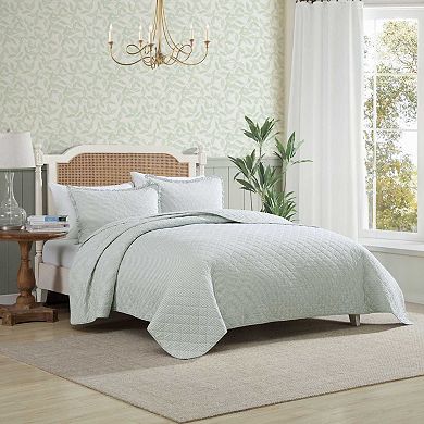 Laura Ashley Oxford Stripe Green Quilt Set