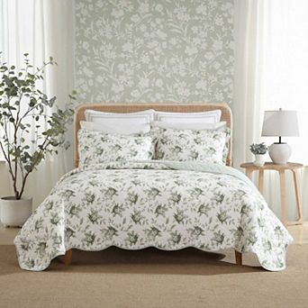 Laura Ashley Portland Floral Green Quilt Set