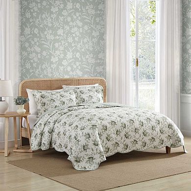 Laura Ashley Portland Floral Green Quilt Set