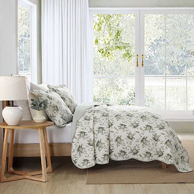 Laura Ashley Portland Floral Green Quilt Set