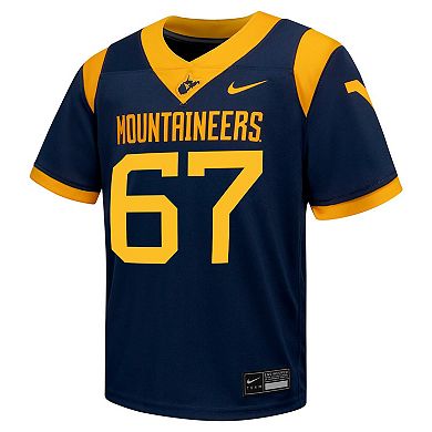 Youth Nike #67 Navy West Virginia Mountaineers Untouchable Football Jersey