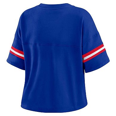 Women's WEAR by Erin Andrews Royal Buffalo Bills Plus Size Color Block Boxy V-Neck T-Shirt