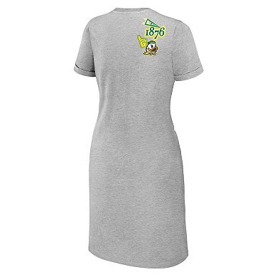 Women's WEAR by Erin Andrews Heather Gray Oregon Ducks Knotted T-Shirt Dress