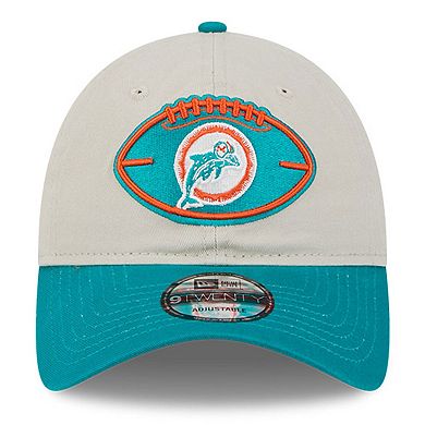 Men's New Era Stone/Aqua Miami Dolphins 2024 Sideline Historic 9TWENTY Adjustable Hat