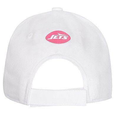 Girls Youth New York Jets All White Structured Adjustable Hat