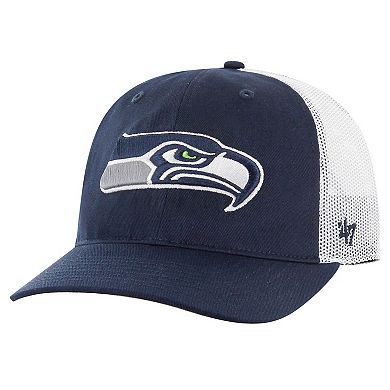 Men's '47 Navy/White Seattle Seahawks Team Unstructured Trucker Adjustable Hat
