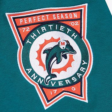 Men's Mitchell & Ness Heather Gray Miami Dolphins All Over 4.0 Vintage Logo Pullover Sweatshirt