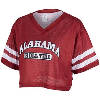 Women's ZooZatz Crimson Alabama Crimson Tide Mesh Cropped V-Neck T-Shirt