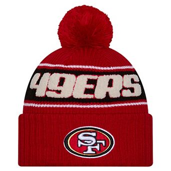 Men's New Era Scarlet San Francisco 49ers 2024 Sideline Cuffed Knit Hat with Pom
