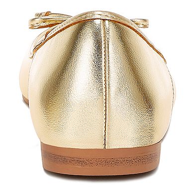Rag & Co Enchanted Women's Bow Detail Metallic Ballet Flats