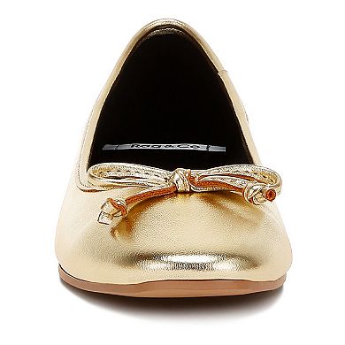 Rag & Co Enchanted Women's Bow Detail Metallic Ballet Flats