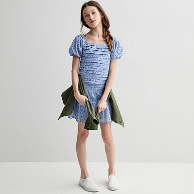 Girls Speechless Floral Puff Sleeve Top and Skirt Set