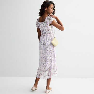 Girls Speechless Floral Chiffon Dress with Purse