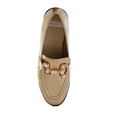 Rag & Co Dendron Women's Metallic Chain Detail Loafers