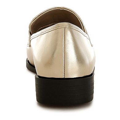 Rag & Co Dendron Women's Metallic Chain Detail Loafers