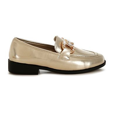 Rag & Co Dendron Women's Metallic Chain Detail Loafers