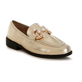 Rag & Co Dendron Women's Metallic Chain Detail Loafers