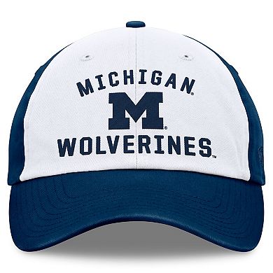 Men's Top of the World White/Navy Michigan Wolverines Heritage Weston Adjustable Hat