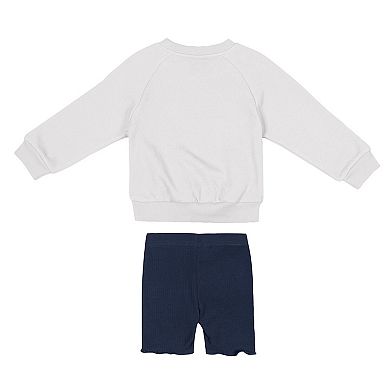 Girls Toddler Colosseum White/Navy Penn State Nittany Lions Beta Fleece Sweatshirt and Shorts Set