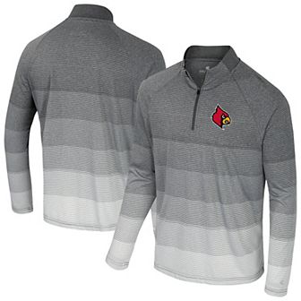 Men's Colosseum Gray Louisville Cardinals AI Striped Mesh Quarter-Zip Raglan Windshirt