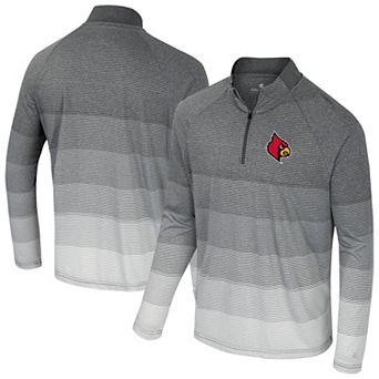 Men's Colosseum Gray Louisville Cardinals AI Striped Mesh Quarter-Zip Raglan Windshirt