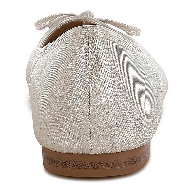 Rag & Co Agshin Women's Bow Detail Glitter Ballet Flats