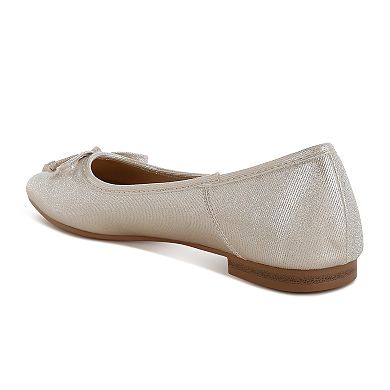 Rag & Co Agshin Women's Bow Detail Glitter Ballet Flats