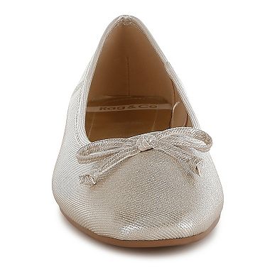 Rag & Co Agshin Women's Bow Detail Glitter Ballet Flats