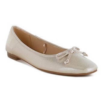 Rag & Co Agshin Women's Bow Detail Glitter Ballet Flats