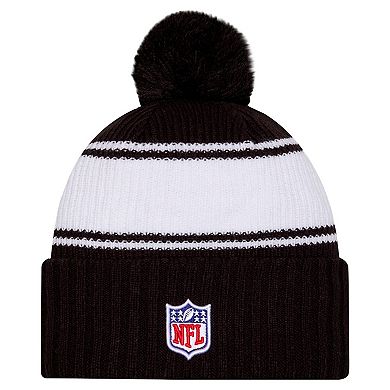 Men's New Era Black New York Jets 2024 Sideline Cuffed Knit Hat with Pom