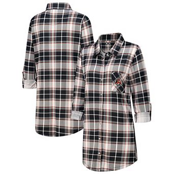 Women's Concepts Sport Black Cincinnati Bengals Ashford Plaid Knit Nightshirt