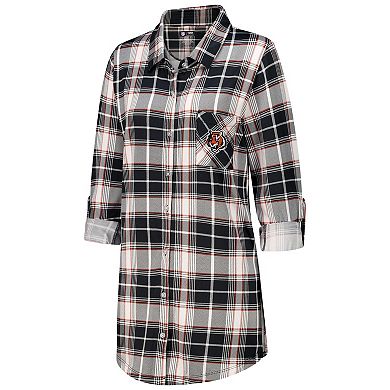 Women's Concepts Sport Black Cincinnati Bengals Ashford Plaid Knit Nightshirt