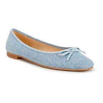 Rag & Co Vigilante Women's Bow Detail Denim Ballet Flats