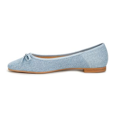 Rag & Co Vigilante Women's Bow Detail Denim Ballet Flats
