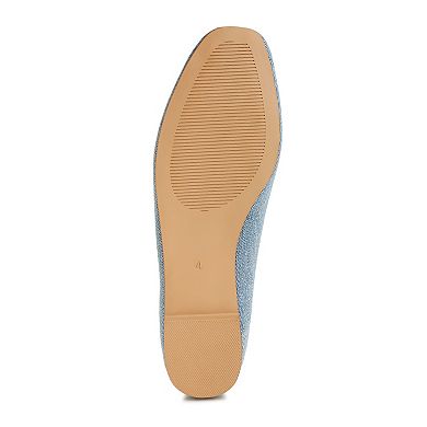 Rag & Co Vigilante Women's Bow Detail Denim Ballet Flats