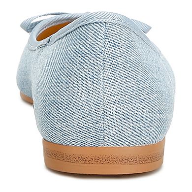 Rag & Co Vigilante Women's Bow Detail Denim Ballet Flats
