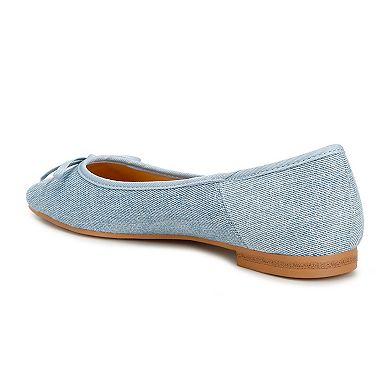 Rag & Co Vigilante Women's Bow Detail Denim Ballet Flats