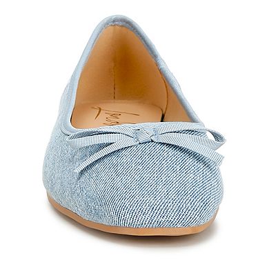 Rag & Co Vigilante Women's Bow Detail Denim Ballet Flats
